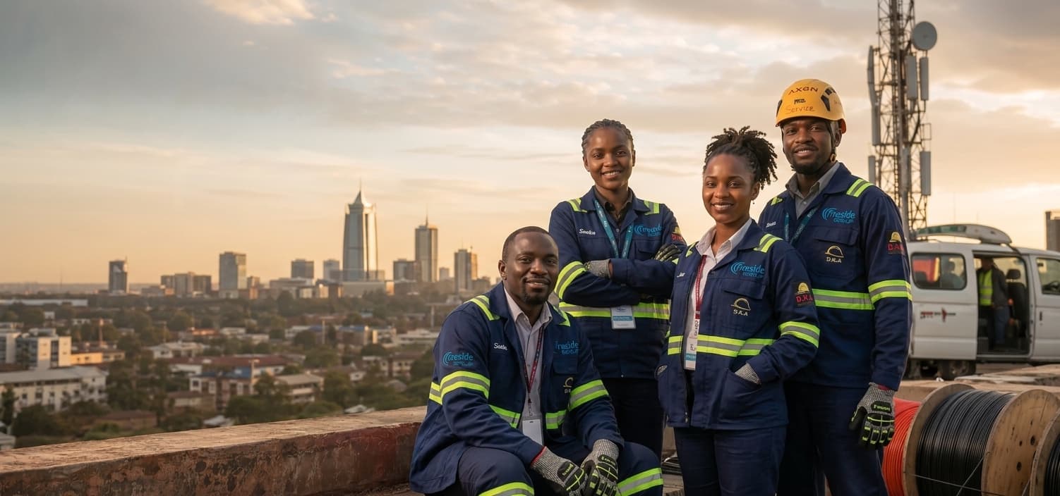 Kenyan telecom operations team coordinating network and field work in Nairobi